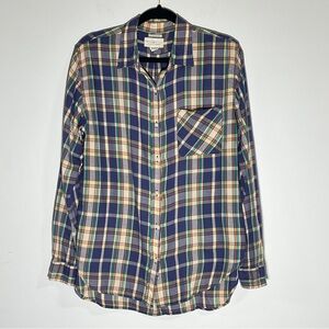 Ralph Lauren Denim & Supply Women's Boyfriend Plaid Cotton Button Down Large
